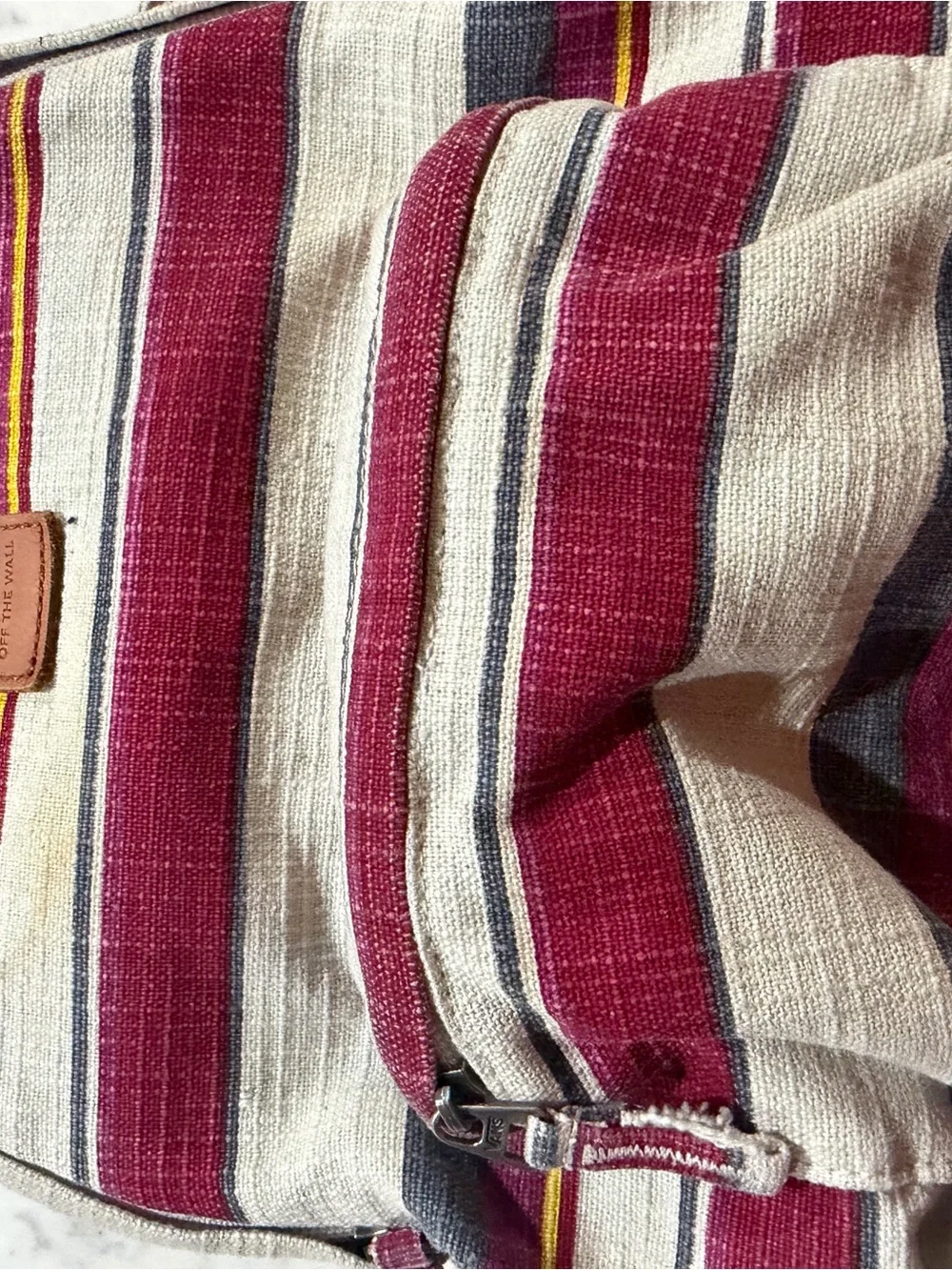Vans Striped Canvas Backpack in Cream, Burgundy & Gray
